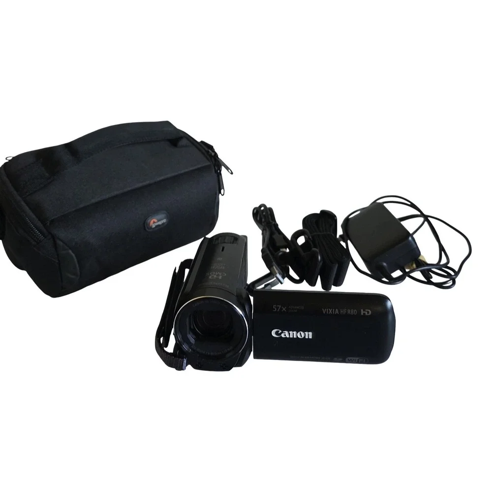 Canon Vixia HF R80 16 GB Camcorder - Black Bundle 32GB Card Charger Cable